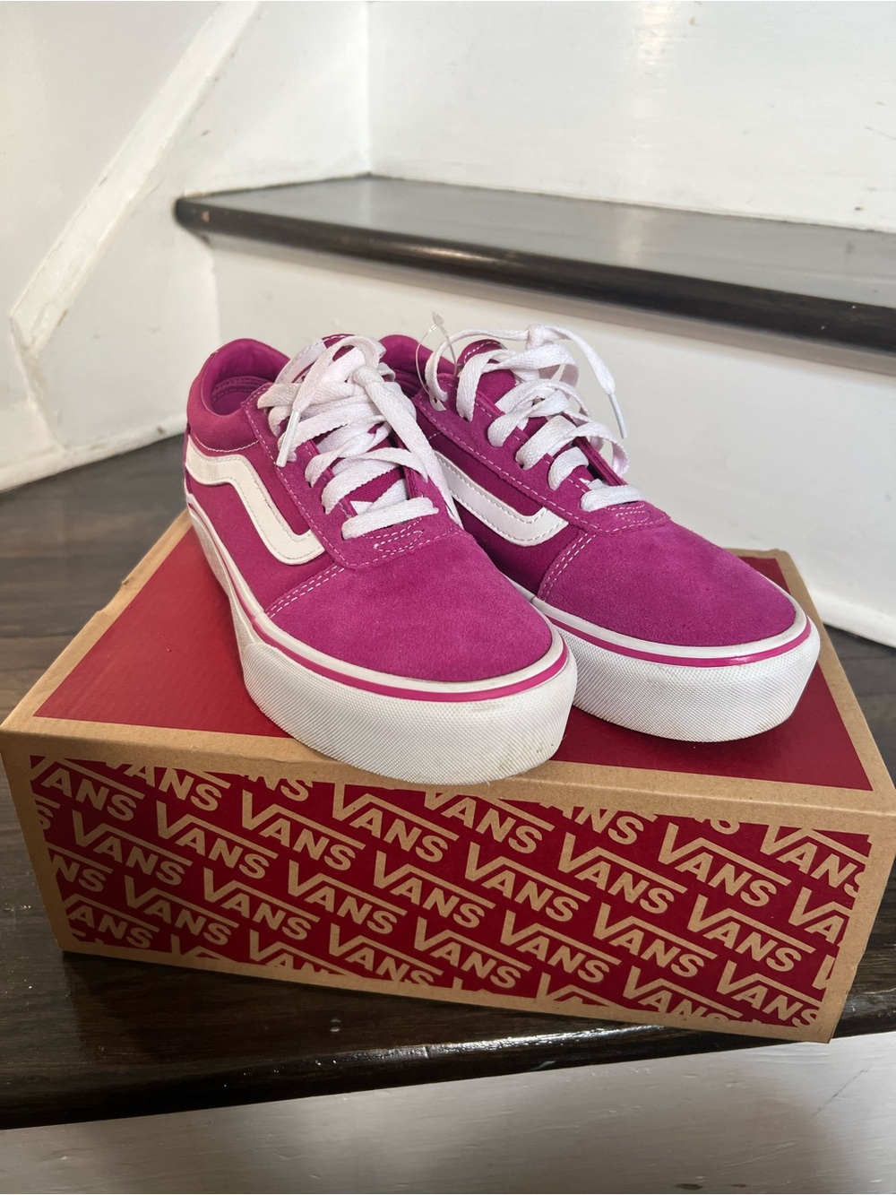 Vans Pink Old Skool Low Top Platform Sneakers